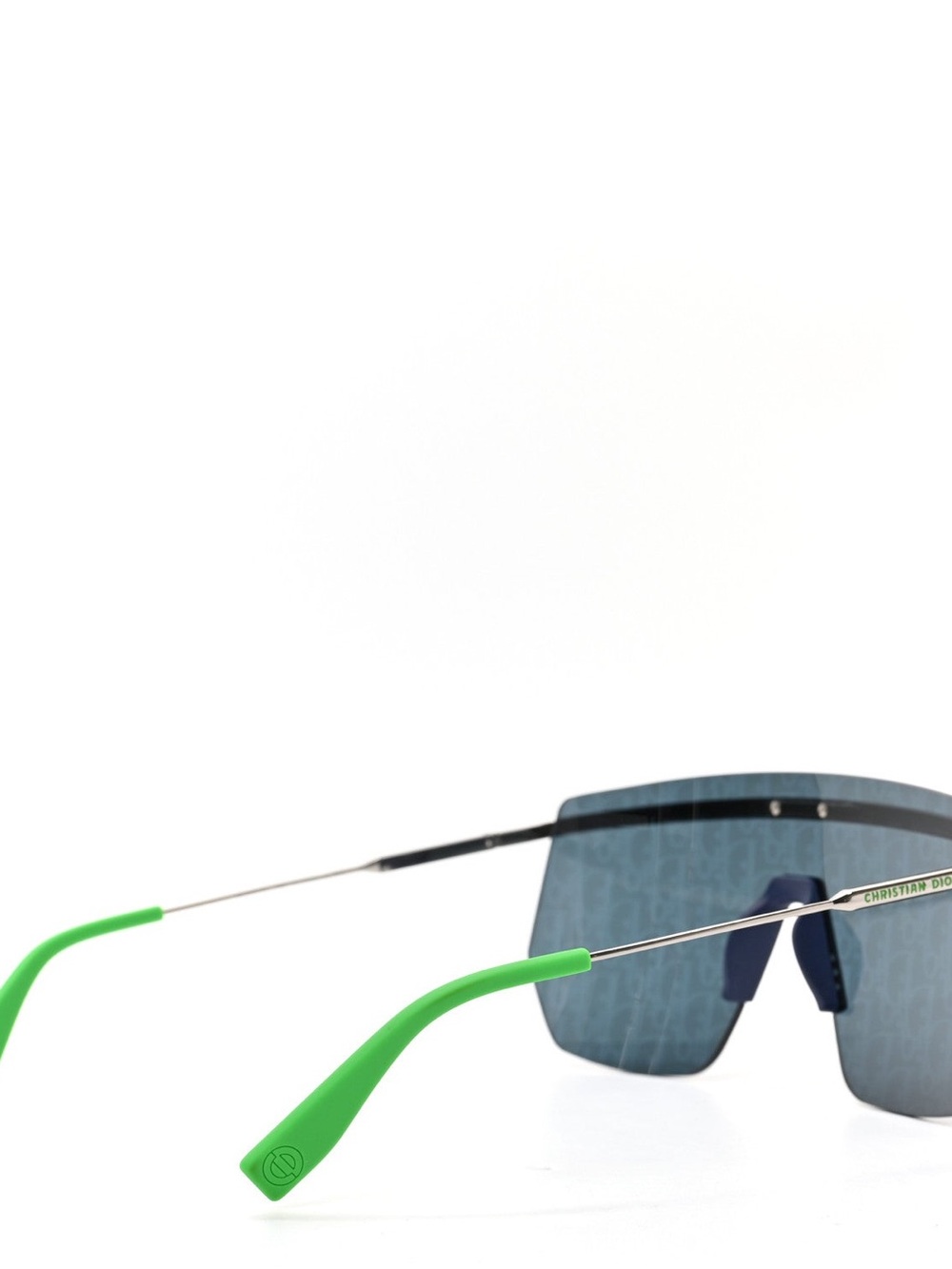 Dior Shield Sunglasses with Blue Lenses and Neon Green Temples